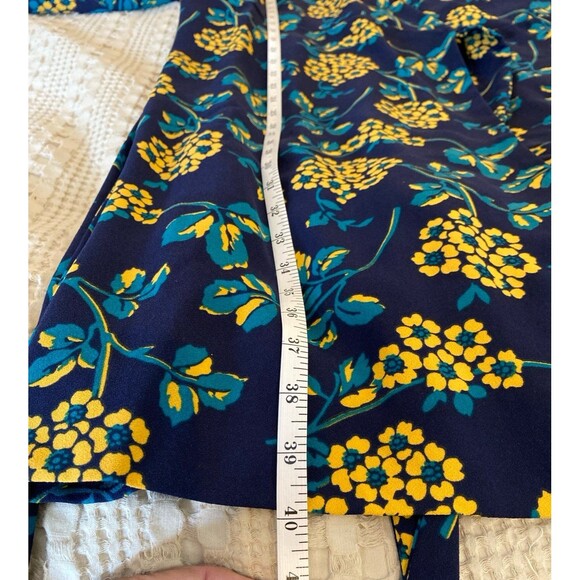 J. Crew Navy Blue Gold Floral Wrap Dress Plus Size 16 in 365 Crepe Fabric J.Crew - Picture 11 of 11